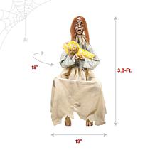 Haunted Hill Farm 3.8-Ft. Sitting Animated Creepy Woman Holding Dol...