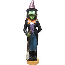 Haunted Hill Farm 4' Scary Witch w/Broom Pre-lit LED Resin Figure  