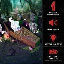 Haunted Hill Farm 5.2-Ft. Life Size Animated Reaper in Coffin Anima...