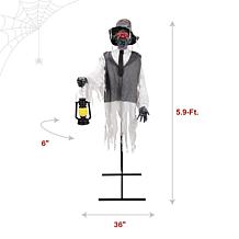Haunted Hill Farm 5.9-Ft. Animated Zombie Animatronic with Lantern
