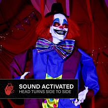 Haunted Hill Farm 5.9-Ft. Standing Animated Clown Animatronic