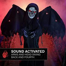 Haunted Hill Farm 6-Ft. Standing Animated Reaper with Wings Animatr...