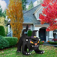 Haunted Hill Farm 6' Wide Pre-Lit Inflatable Black Cat w/Witch Hat