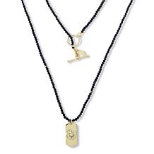 Heidi Daus Compass and Dog Tag 2-piece Chain and Beaded Necklace Set