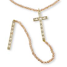 Heidi Daus Delicate Divinity Crystal Cross Necklace and Earring Set