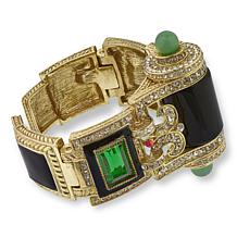 Heidi Daus Goldtone Eclectic Combo Glass and Crystal Hinged Bracelet