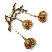 Heidi Daus "Hanging Out" Dangling Pumpkin Crystal Pin