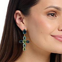 Heidi Daus Heavenly Rocks Multicolor Stone Cross Earrings