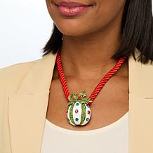 Heidi Daus Holly Jolly Crystal Ornament Pendant/Pin with Cord Necklace