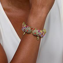 Heidi Daus One Fish Two Fish Bronzetone Crystal Bangle Cuff