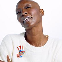 Heidi Daus Rocket's Red Glare Red, White Blue Crystal Pin