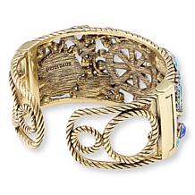 Heidi Daus Ships Ahoy Crystal and Blue Enamel Cuff Bangle Bracelet
