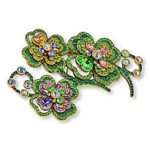 Heidi Daus Sparkling Clover Crystal & Glass Bronzetone Pin
