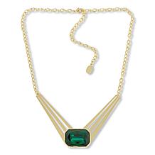 Heidi Daus Sunray 18" Goldtone Octagonal Stone Drop Necklace