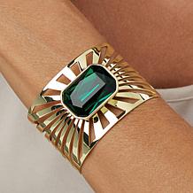 Heidi Daus Sunray Goldtone Octagonal Stone Cuff Bracelet