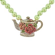 Heidi Daus Tea Time 17-3/4" Bronze-Tone Crystal Beaded Drop Necklace