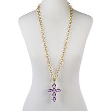 Heidi Daus Violet Stone Cross Enhancer Pendant with Necklace