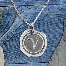 Heights Jewelers Sterling Silver Personalized Wax Seal Necklace