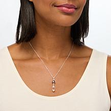 Herkimer "Diamond" Quartz and Garnet Drop Pendant with Chain Necklace