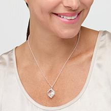 Herkimer Mines "Diamond" Quartz and Gem Hexagon Halo Drop Necklace