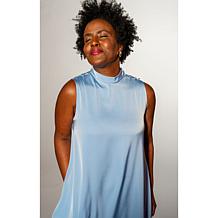 HFR x Undra Celeste Satin Mock-Neck Sleeveless Dress