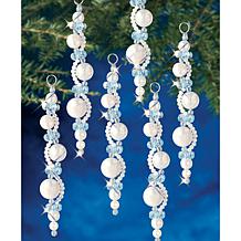 Holiday Beaded Ornament Kit - Pearl Icicles, Makes 6