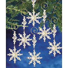 Holiday Beaded Ornament Kit - Snow Crystal Danglers 4" x 2", Makes 8