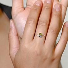 House of Ellure Peridot and Blue Topaz Goldtone Bypass Ring