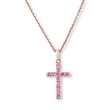 House of Ellure Sterling Silver Choice of Sapphire Cross Necklace