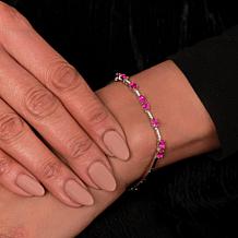 House of Ellure Sterling Silver Pink Sapphire & White Zircon Bracelet