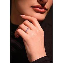 House of Ellure Sterling Silver Sapphire & Zircon Crossover Band Ring