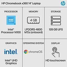 HP 14" Touch Intel 4GB Ram 128GB Storage 2-in-1 Chromebook Laptop