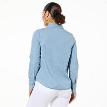 HUE Long Sleeve Button Down Denim Shirt