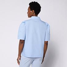 Hue Poplin Top with Puff Sleeve