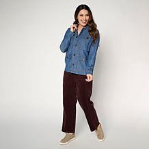 HUE Utility Pocket Button-Front Denim Shirt