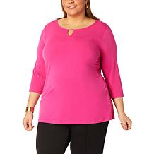 IMAN  Global Chic 3/4-Sleeve Keyhole Tunic