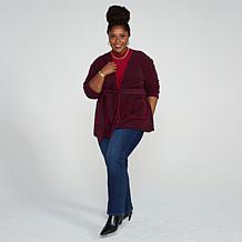 IMAN Global Chic Belted Fleece Jacket