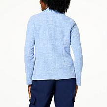 IMAN Global Chic Boucle Blazer with Fringe Trim 