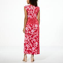 IMAN Global Chic Cap-Sleeve Draped Detail Dress