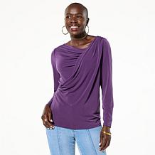 IMAN Global Chic Crossover Drape Front Top