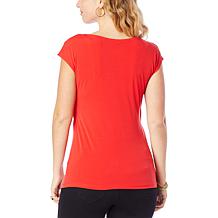 IMAN Global Chic Drape-Front Inset Top