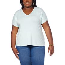 IMAN Global Chic Easy Knit Short-Sleeve V-Neck Top