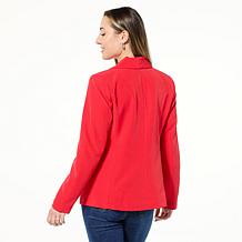 IMAN Global Chic Knit Blazer with Detachable Satin Scarf