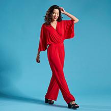 IMAN Global Chic Knit Flounce Sleeve Jumpsuit