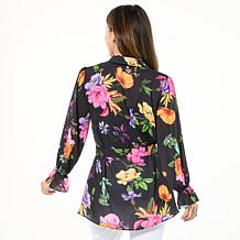 IMAN Global Chic Printed Button-Front Everything Blouse