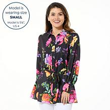 IMAN Global Chic Printed Button-Front Everything Blouse