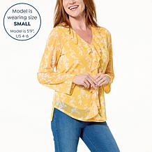 IMAN Global Chic Printed Ruffle-Front Blouse