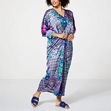 IMAN Global Chic Printed Satin Dress with Front Pleats 