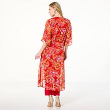IMAN Global Chic Printed Woven Duster Cardigan