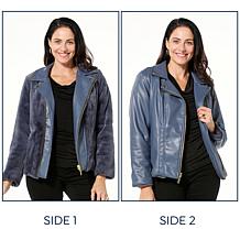 IMAN Global Chic Reversible Faux Fur to Faux Leather Jacket